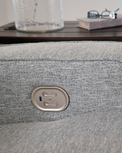 Biscoe - Power Reclining Sofa With Adj Headrest - Pewter