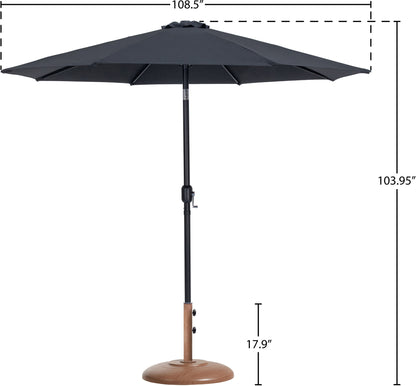 Fiji - Aluminum Patio Umbrella With Round Teak And Black Base