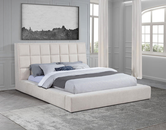 Dreux Upholstered California King Panel Platform Bed Cream
