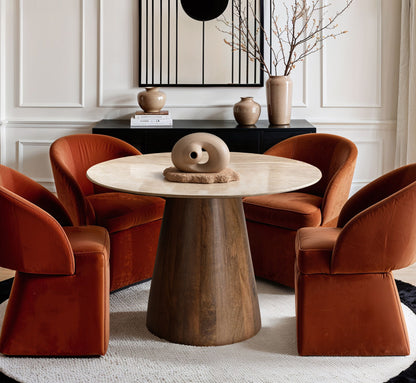 Liona - 42" Marble And Mango Wood Dining Table