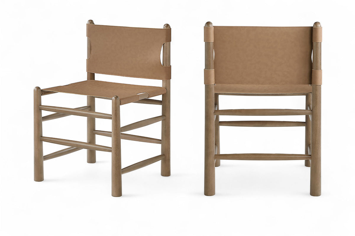 Santos - Vegan Leather Upholstered Dining Chair With Stained Brown Base (Set of 2)