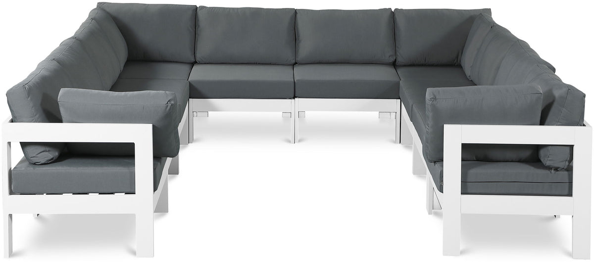 Nizuc - Outdoor Patio 10 Piece Modular Sectional With White Frame
