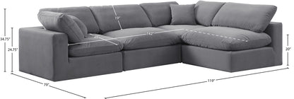 Comfy - 4 Piece Velvet Modular Armless Sectional