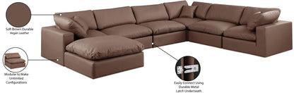 Comfy - 7 Piece Faux Leather Modular Sectional With Chaise