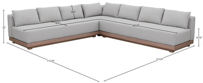 Solace - Olefin Performance Fabric 3 Piece Outdoor Patio Modular Sectional (2 Sofas & Corner Chair)