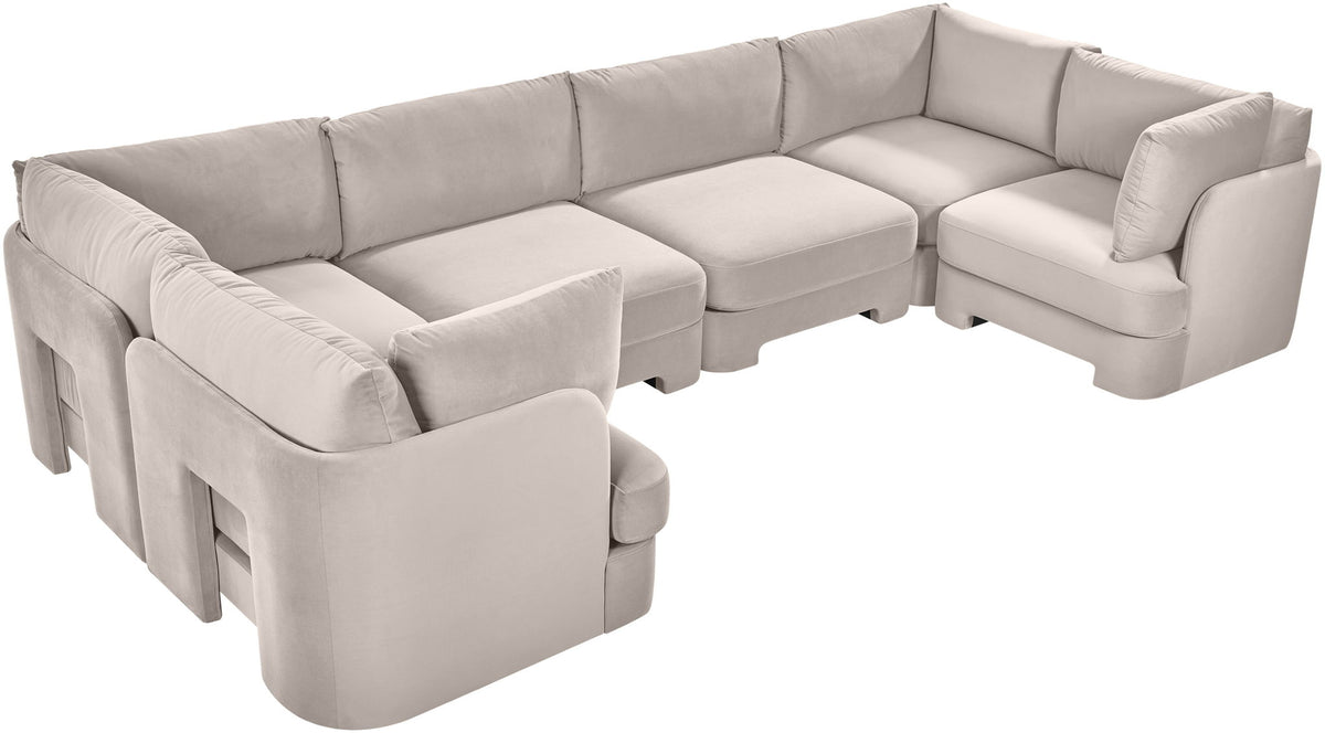 Hammond - Velvet Performance Fabric Upholstered 6 Piece U-Shaped Sectional