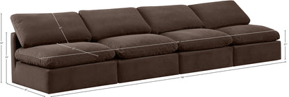 Indulge - Velvet 4 Seat Modular Armless Sofa