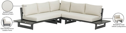 Maldives - Water Resistant Outdoor Patio Sectional With Gray Frame - Cream
