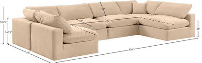 Comfy - 6 Piece Velvet Modular Armless Sectional