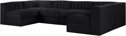 Rummi - Armless Velvet Performance Fabric Upholstered 6 Piece Modular Sectional