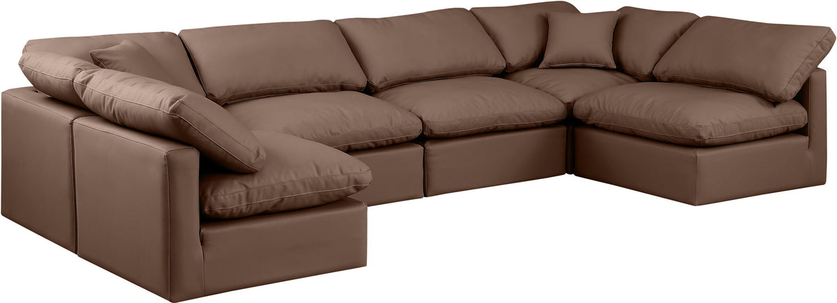 Indulge - Faux Leather 6 Piece Modular U-Shaped Sectional