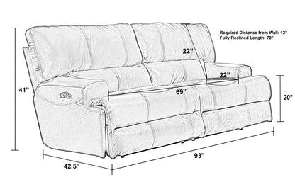Wembley - Power Headrest With Lumbar Lay Flat Reclining Sofa