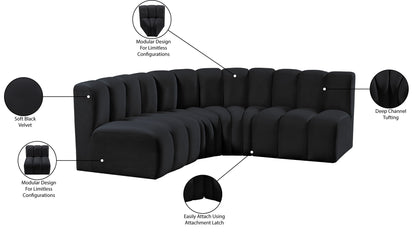Arc - Velvet 4 Piece Corner Modular Sofa