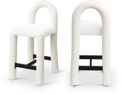 Amari - Vegan Leather and Boucle Fabric Stool