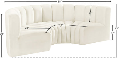 Arc - Velvet 4 Piece U-Shaped Modular Sofa