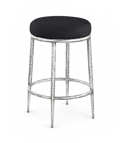 Ferro - Upholstered Backless Counter Stool With Brushed Silver Base