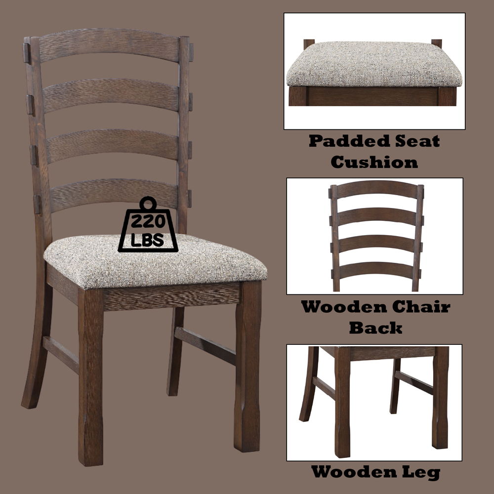 Pascaline - Side Chair (Set of 2) - Gray Fabric, Rustic Brown & Oak