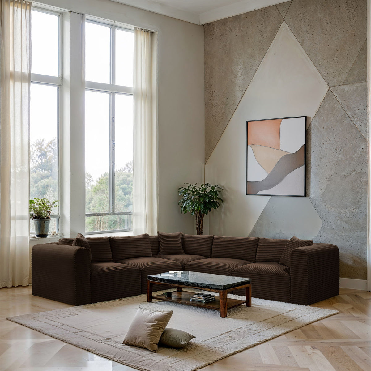 Shaggy - 5 Piece Modular Corner Sectional