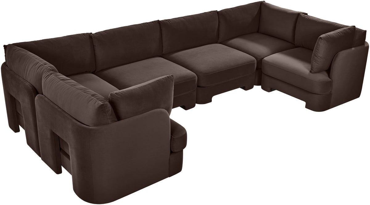 Hammond - Velvet Performance Fabric Upholstered 6 Piece U-Shaped Sectional