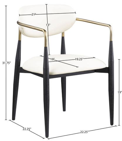 Ronda - Vegan Leather Upholstered Dining Arm Chair - Black Legs