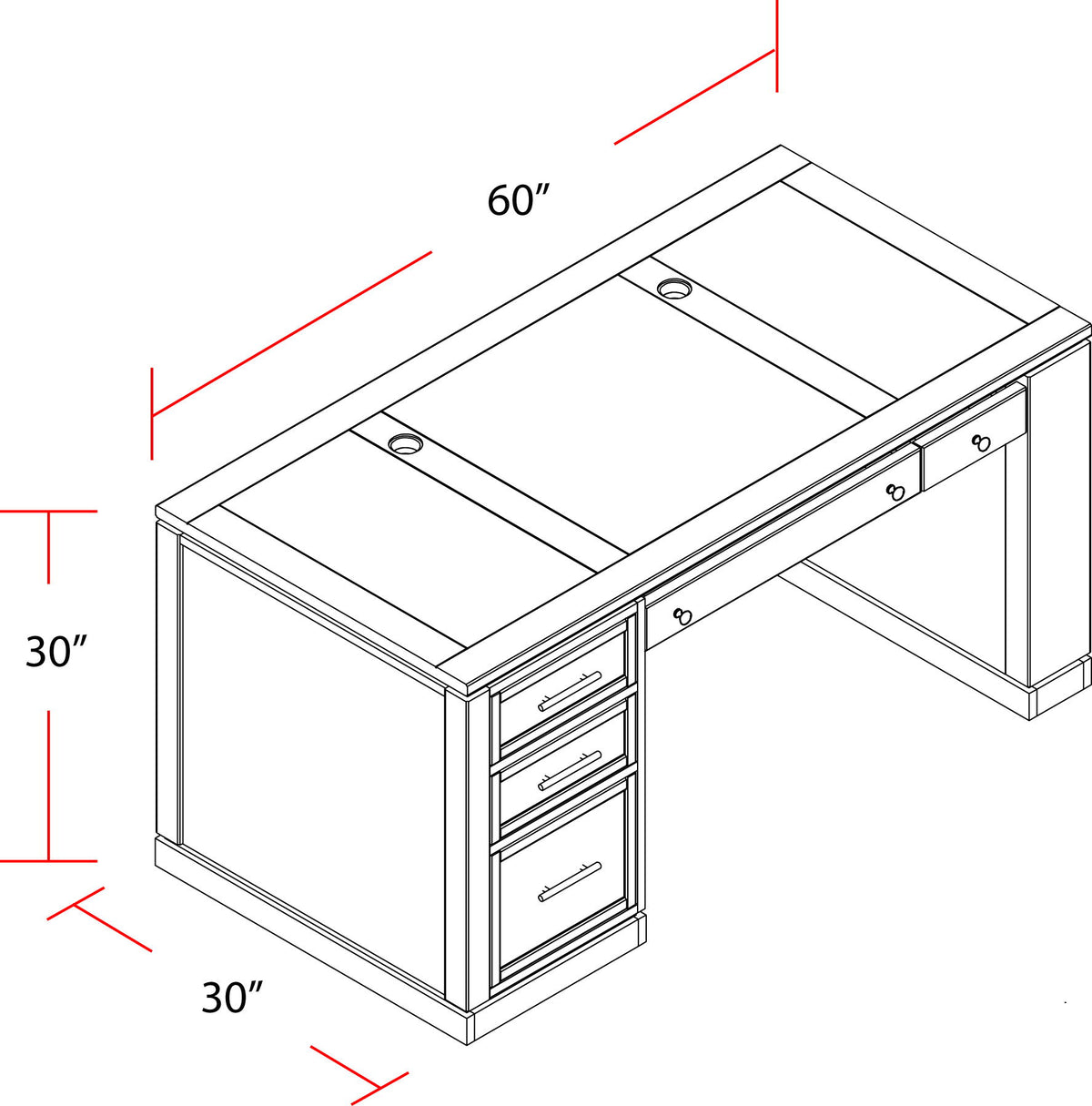 Catalina - Two Piece Writing Desk With Power Center And USB - Cottage White
