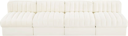 Rummi - Armless Velvet Performance Fabric Upholstered 4 Piece Modular Sofa