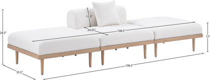 Laguna - 3 Piece Resilient Water Resistant Fabric Outdoor Patio Armless Modular Sofa