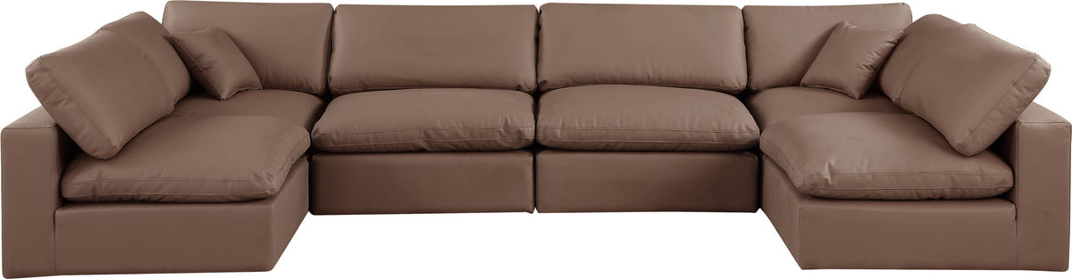 Comfy - 6 Piece Faux Leather Modular Armless Sectional