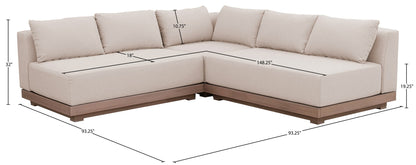 Solace - Olefin Performance Fabric 3 Piece Outdoor Patio Modular Sectional (2 Loveseats & Corner Chair)