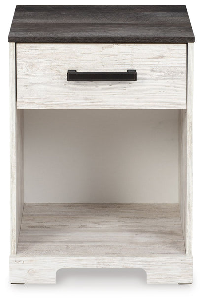 Shawburn - One Drawer Night Stand - Whitewash / Charcoal Gray