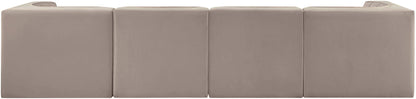Rummi - Velvet Performance Fabric Upholstered 4 Piece Modular Sofa