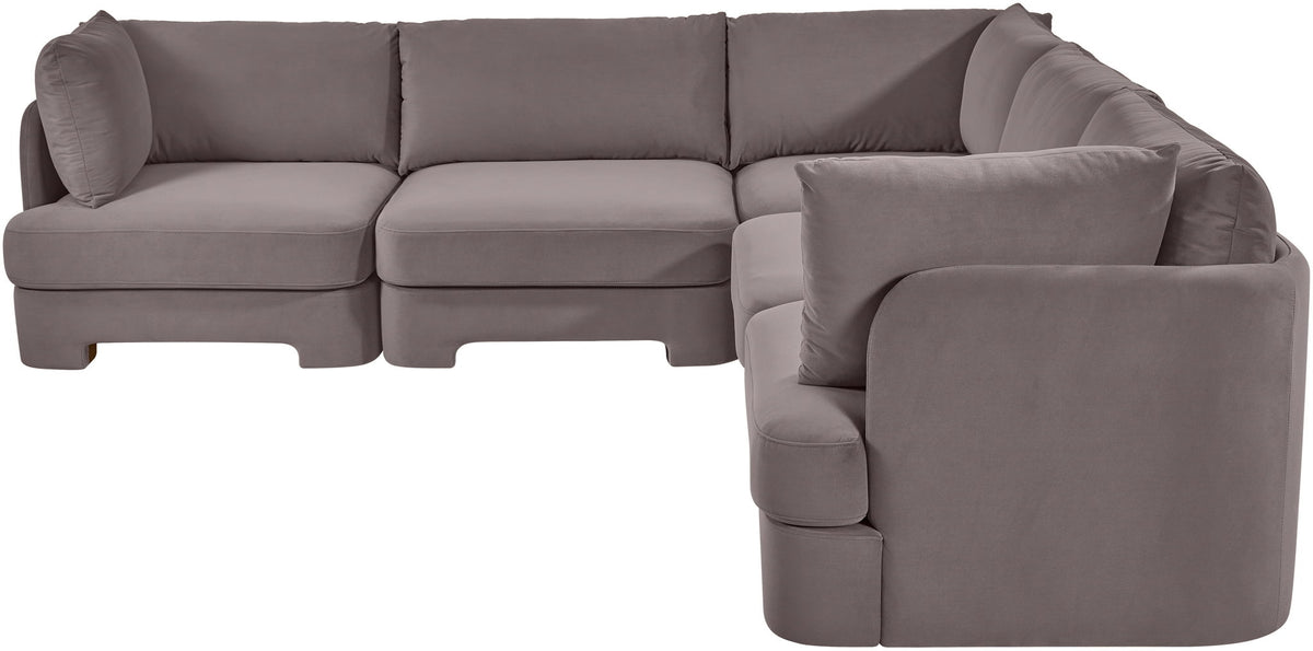 Hammond - Velvet Performance Fabric Upholstered 5 Piece Corner Sectional
