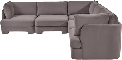 Hammond - Velvet Performance Fabric Upholstered 5 Piece Corner Sectional