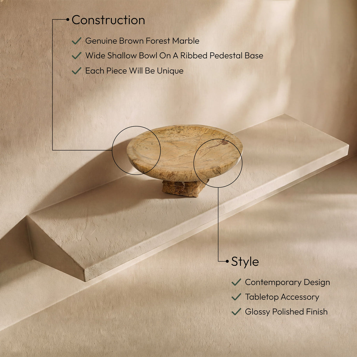 Colannade - Genuine Marble Bowl