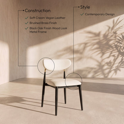 Ronda - Vegan Leather Upholstered Dining Side Chair - Black Legs