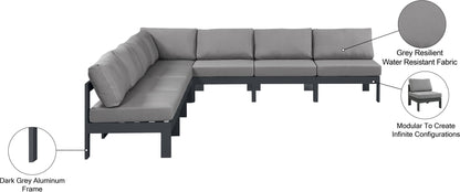 Nizuc - Outdoor Patio 7 Piece Modular Sectional With Gray Frame