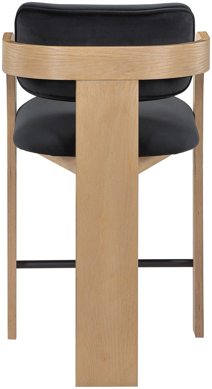 Cedra - Velvet Performance Fabric Upholstered Counter Stool - Natural Frame