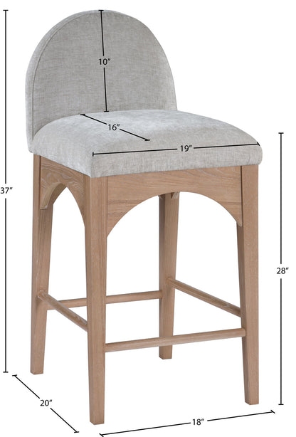 Waldorf - Chenille Stool With Natural Legs