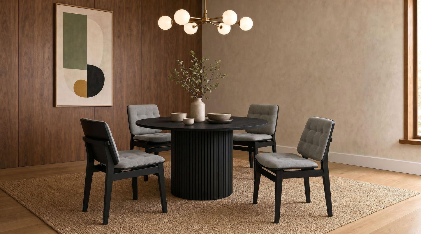 Hamlyn 5-piece Round Wood Dining Set Grey and Black