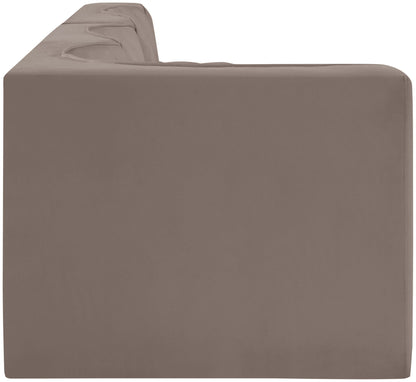 Rummi - Velvet Performance Fabric Upholstered 4 Piece Modular Sectional With Reverse Corner Chair