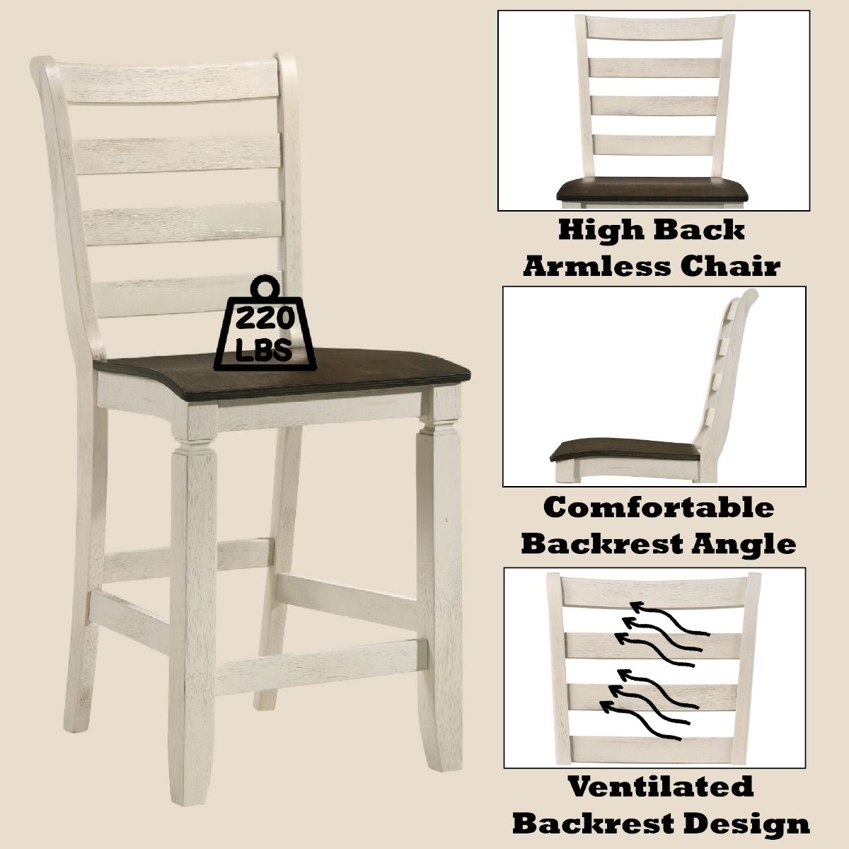 Tasnim - Counter Height Chair (Set of 2) - Oak & Antique White
