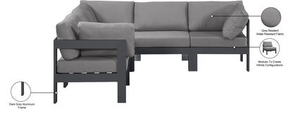 Nizuc - Outdoor Patio 5 Piece Modular Sectional With Gray Frame
