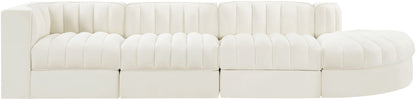 Rummi - Velvet Performance Fabric Upholstered 4 Piece Modular Sectional With Reverse Corner Chair