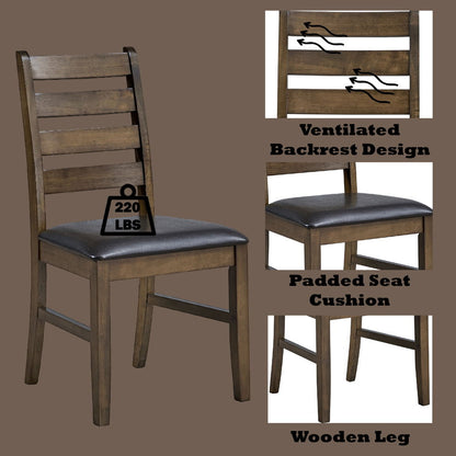Damica - Side Chair (Set of 2) - Brown Synthetic Leather & Walnut