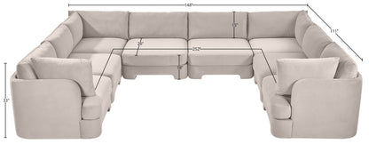 Hammond - Velvet Performance Fabric Upholstered 8 Piece U-Shaped Sectional