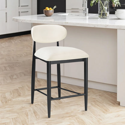Riccio - Faux Leather Stool - Black Frame