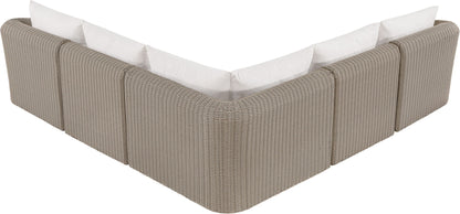 Seacrest - 123.25" Olefin Water Resistant Fabric And Wicker 5 Piece Outdoor Patio Modular Sectional
