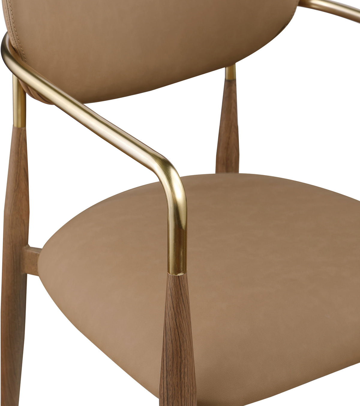 Ronda - Vegan Leather Upholstered Dining Arm Chair - Walnut Legs
