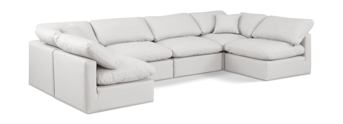 Indulge - Faux Leather 6 Piece Modular U-Shaped Sectional
