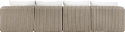 Seacrest - Olefin Water Resistant Fabric And Wicker 4 Piece Outdoor Patio Modular Sofa